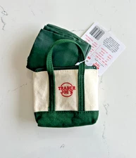 Trader Joe's Canvas Micro Tote Bag - Dark Green and Cream