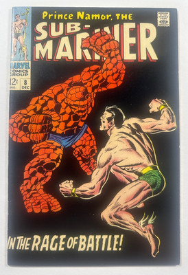 Sub-Mariner #8 Marvel 1968  NM- 9.2  WHITE Pages Silver Age Key Namor vs Thing