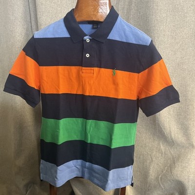POLO Ralph Lauren Multi Color Striped Polo Shirt Youth Size Lg 14/16 Cotton