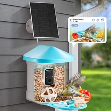 Smart Bird Feeder with Camera Solar Panel Auto AI Identify Birds APP Wi-Fi