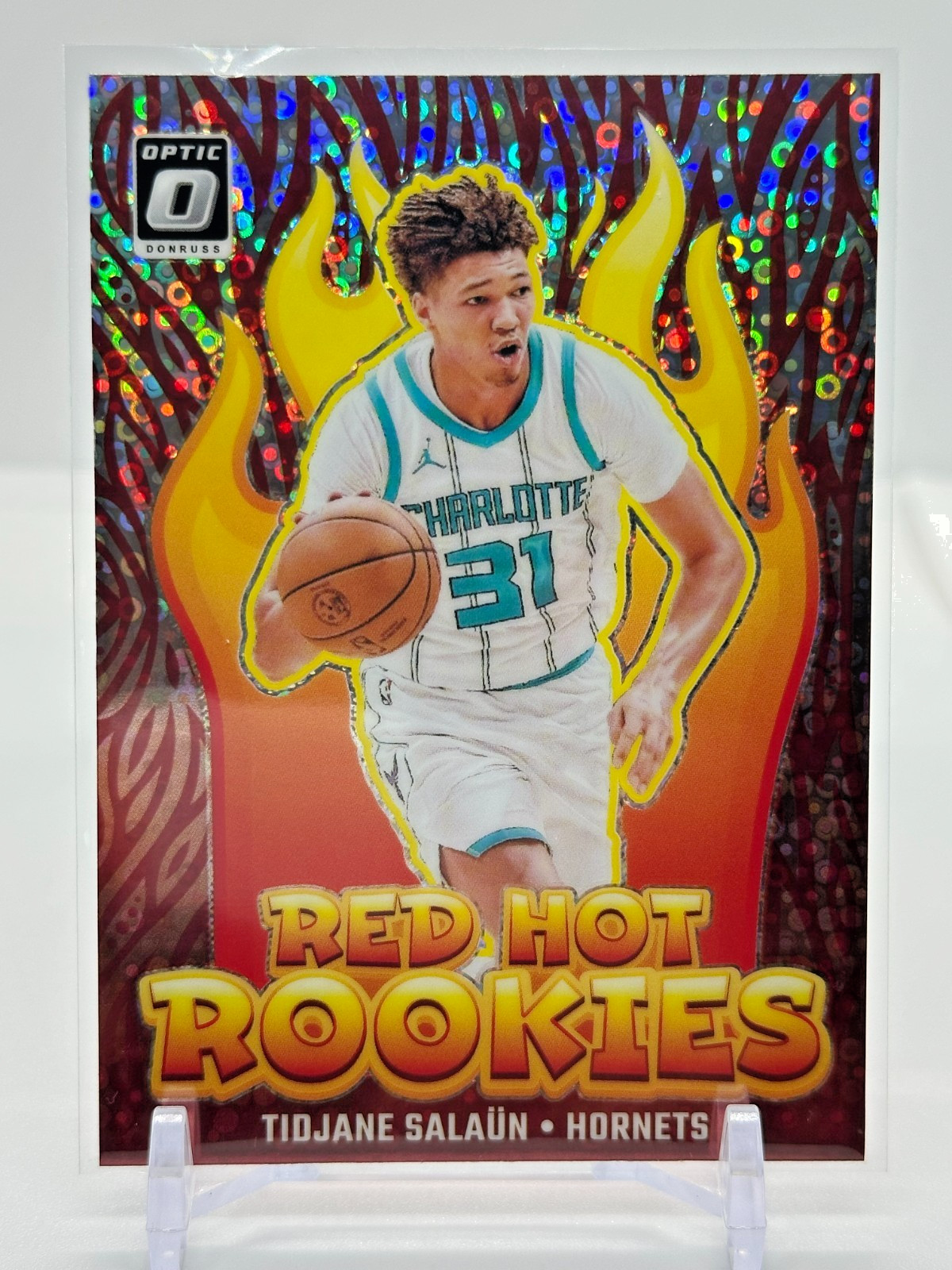 TIDJANE SALAUN 2024-25 DONRUSS OPTIC RED HOT ROOKIES RED INTERNATIONAL PRIZM RC
