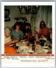 Vtg Polaroid Snapshot Photo Family Thanksgiving Dinner Table Beer 1979