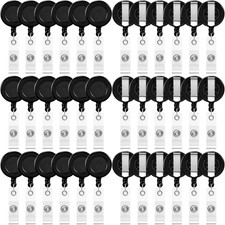100 Pcs Retractable Badge Reel Clips ID Card Holder Reel with Metal Belt Clip fo