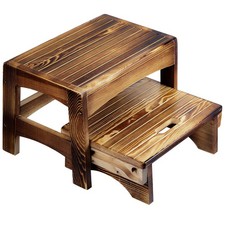URFORESTIC Handcrafted Solid Wood Bed Step Stool-Foot Stool Kitchen Stools Bed S