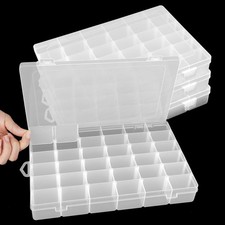 4 Pack 36 Grid Bead Organizer Box, Clear Plastic Small Parts Organizer with D...