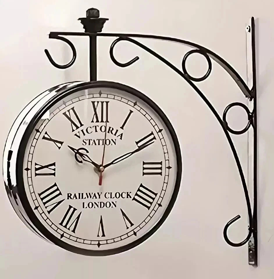 Victoria Station Clock 8'' Double Sided Railway Wall Clock Home Decor