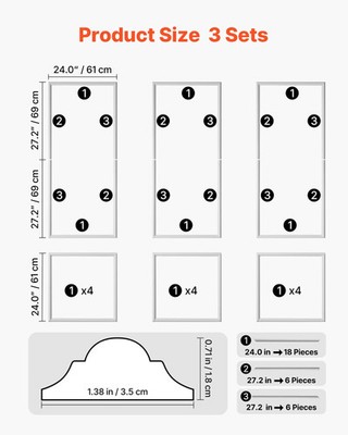 Wall Molding 3 Pack, Wainscoting Panels Kit, Lightweight Paintable Polystyrene,