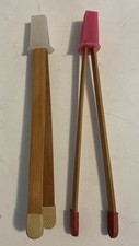 Vtg Pair 2 Bamboo Photography Print Tongs Darkroom Photo Developing Pink-White