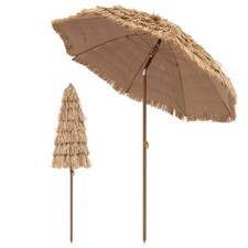 Patiojoy 7.2FT Patio Thatched Tiki Umbrella W/Tilt 8 Ribs Hawaiian Hula Beach