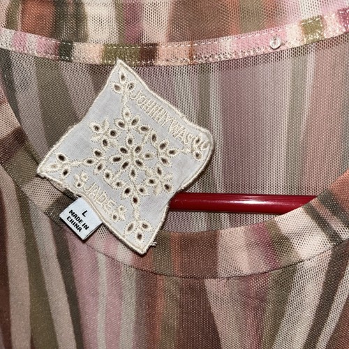 Johnny Was Jade Eleanor Stretch Nylon Mesh Tee Multicolor Sz L FREE TOTE BAG!! - Picture 5 of 11
