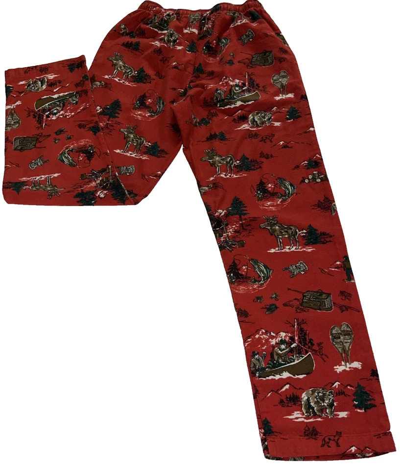 Polo Ralph Lauren小号青少年睡衣裤子睡衣红色户外熊鹿鱼 — 第 2/4 张图片