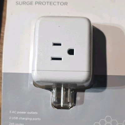 Ativa Surge Protector 3 Outlets 2 USB Ports 245J Wall Mountable White