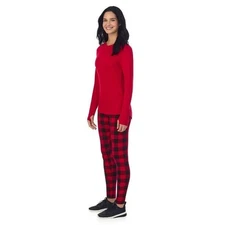 ClimateRight Cuddl Duds Red Buffalo Check Base Layer Top & Legging Set sz M NWT
