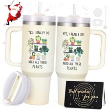 Plant Gifts, 40 Oz Need These Plants Tumbler with Handle, Plant Lover Cream