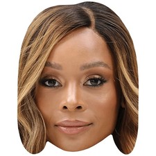 Zuri Hall Brown Hair Celebrity Mask, Flat Card Face, Fancy Dress Mask