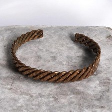 Vintage Rustic Twisted Well Loved Solid Copper Open Cuff Bracelet Unisex Earthy