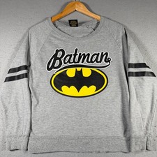 Batman DC Comics Graphic Sweatshirt Gray Raglan Long Sleeve Pullover L 11/13