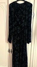 M&S Collection Black Floral Midi Dress Long Sleeve Round Neck UK 18 Regular