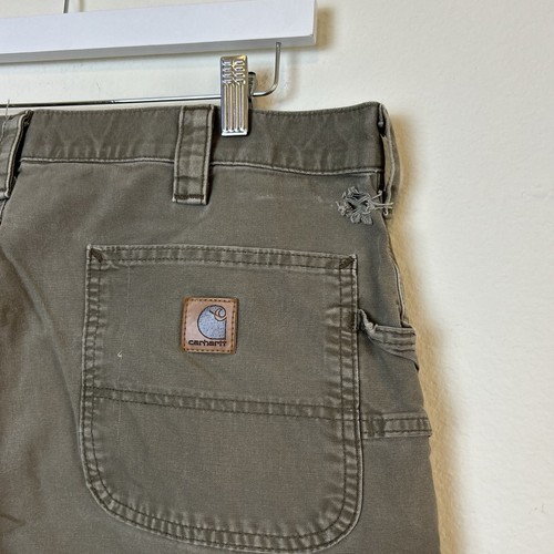 Pantalones Carhartt Para Hombre 38x32 Sueltos Ajuste Original Lona Trabajo Peto Cuero Parche - Imagen 10 de 15