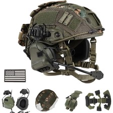 Helmet with Headset,4in1 Upgraded Adjustable with Helmet Cover for Airsoft
