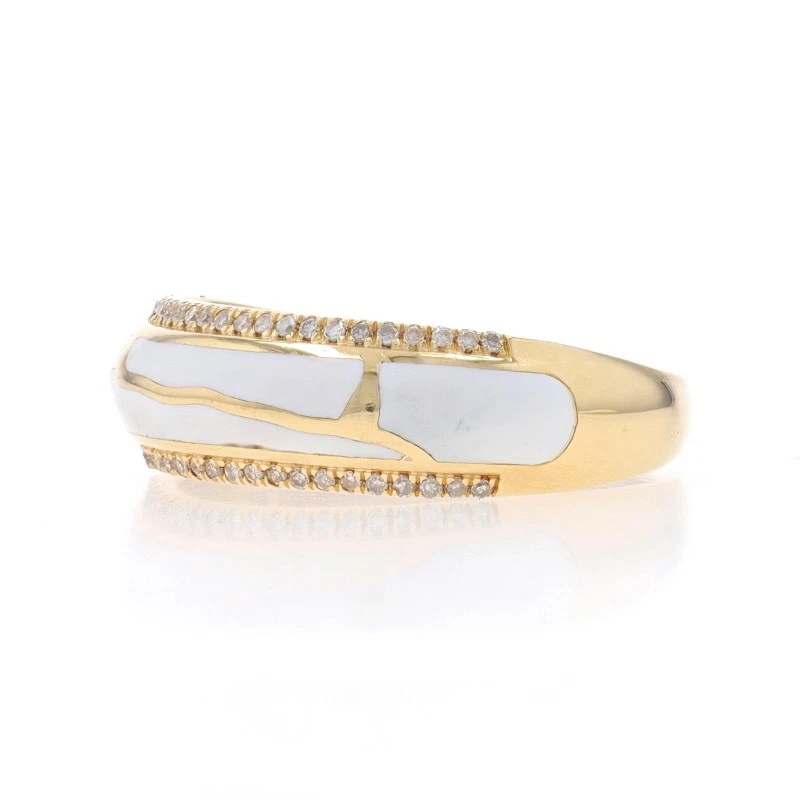 黄金钻石和珐琅戒指 - 10k 单切 0.25 克拉抽象戒指 尺寸 7 1/2 — 第 3/4 张图片