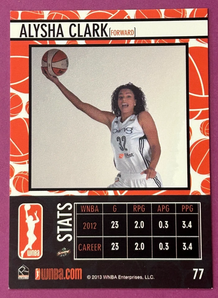 ALYSHA CLARK Rookie 2013 WNBA #77 Near Mint to Mint - Image 2 of 2
