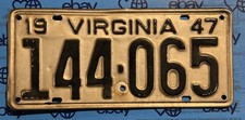 LICENSE PLATES Virginia 1947 144–065 ￼