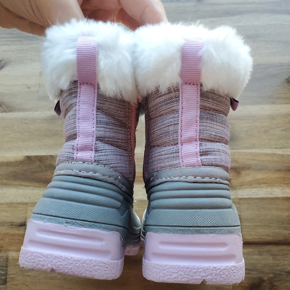 OSHKOSH b'gosh Botas de Invierno Niño Pequeño Talla 8 Niños, Niñas, Gris Gris Púrpura Cremallera Foto 4 de 4