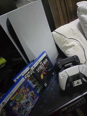 Sony PlayStation 5 Console with DualSense Controllers & PS5 Games Lot Charger 