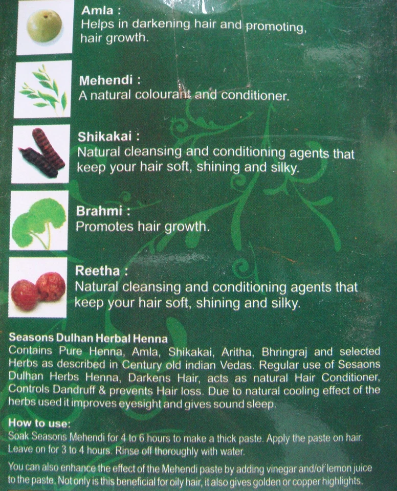 2 Pack Seasons Dulhan Hair & Hands 100g Henna Mehandi Powder Tattoo - Image 2 of 2