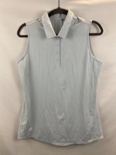 ADIDAS GOLF Women ULTIMATE Solid Sleeveless Polo Shirt Tank Light Blue Sz M NWOT