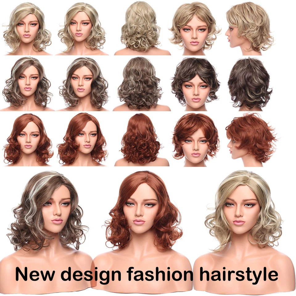 Lo último Mujeres Damas Peluca Completa Pelo Sintético Rizado Recto Marrón Rubio Pelucas Ombre Foto 2 de 4