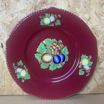 Vintage Obstteller gold & rot gemahlen - 24 cm