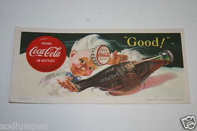 WOW 1953 Sprite Boy Coke COCA COLA Paper Litho Ink Blotter UNUSED Rare ''Good!''