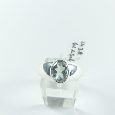 Ring size 61 silver 925 with an aquamarine, facet cut, from Sri Lanka