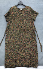 Vintage Beracha Of New York Dress Multicolor Cross Hatch Tie Back Short Sleeves