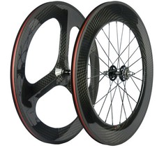 Front 70mm Tri Spoke Rear 88mm Fixed Gear Wheels 700c Track Bike Carbon Wheelset
