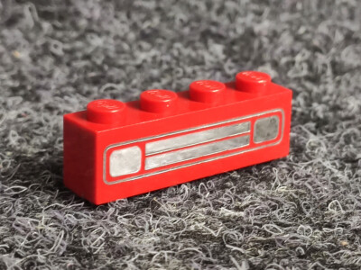 Lego 3010pb035e Stein rot 1x4 mit Scheinwerfer Chrom bedruckt Kühlergrill - X3