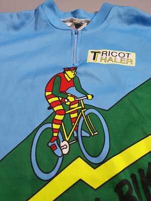 Maillot de cyclisme vintage des années 90 hommes par Tricot Thaler