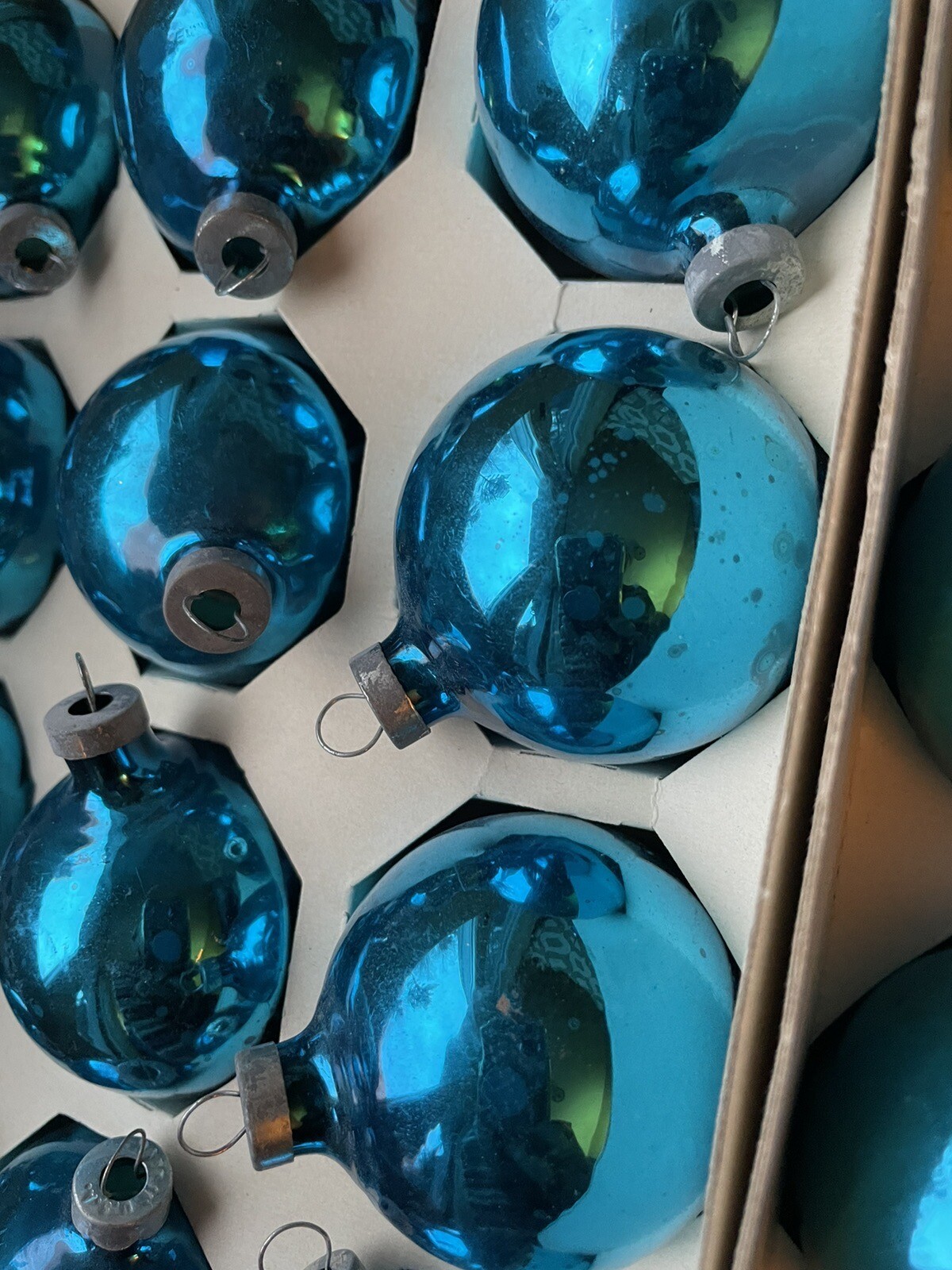 VINTAGE NOELLE MERCURY AQUA BLUE GLASS GLOBE ORNAMENTS 2 boxes 24 qty RARE EVC eBay