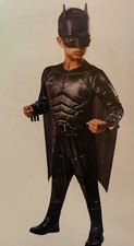 Kids Boys THE BATMAN Halloween Costume Mask Cape Muscle Chest S M 6 7 8 NEW