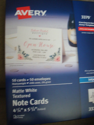AVERY MATTE WHITE TEXTURED NOTE CARDS 3379