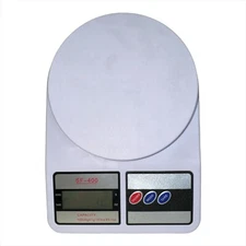 Digital Kitchen Scale, LCD Display, Up to 22 lbs. (10 kg) in oz/g - Round White