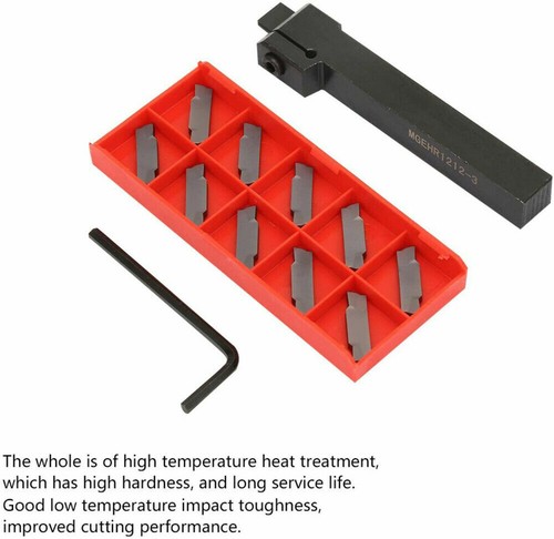 MGEHR1212-3 Lathe Cut Off Grooving Parting Tool Holder With 10pcs Inserts Set - Picture 2 of 11