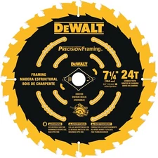 (J) DeWalt - DW3199  7-1/4" x 24T Precision Framing Circular Saw Blade