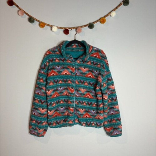 Art Class pattered sherpa zip up jacket
