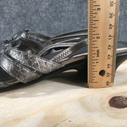 Sandali Karen Scott donna 7,5 M slingback argento punta aperta casual tacco a blocco - Foto 10 di 17