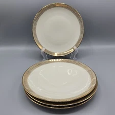 Vtg 4 Salad Plate Winterling Marktleuthen Bavaria Gold Geometric Porcelain 7.5"
