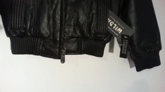 NEW, WILDA-GENUINE Leather Black Bomber Type Jacket w Inside