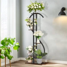 Plant Stand 5 Tiered Indoor Plant Shelf Tall Metal Plant Flower Holder, S-Shaped